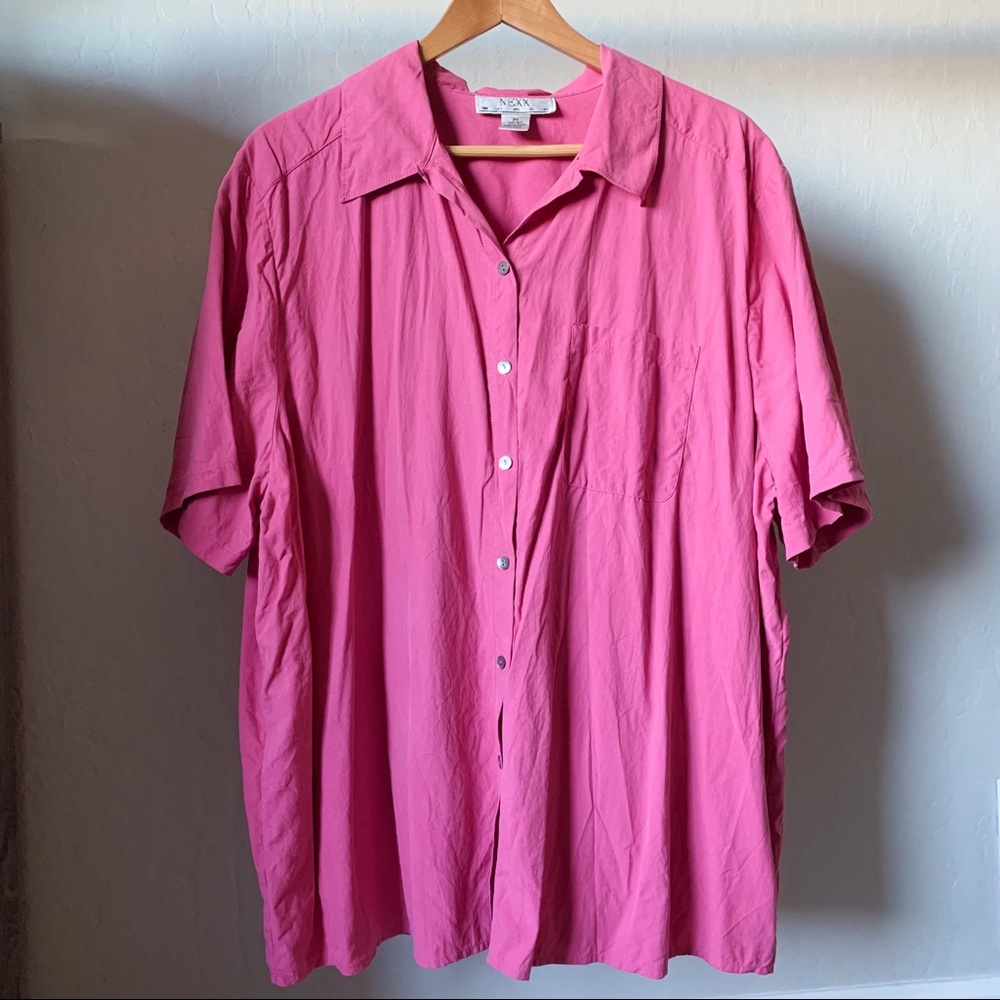 Vintage Nexx silk bubblegum pink button down